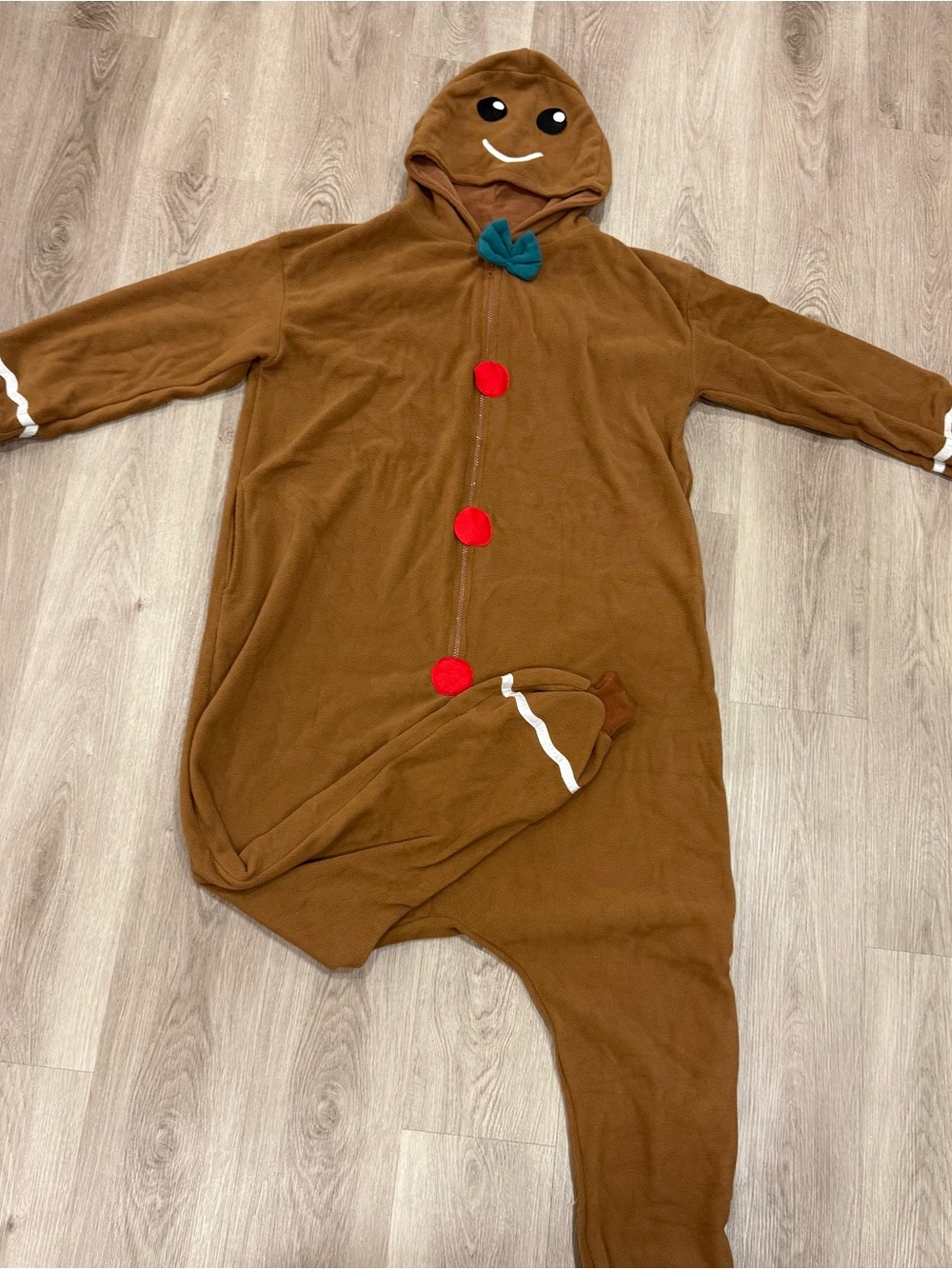 Men's Brown Gingerbread Onesie Hooded Jumpsuit